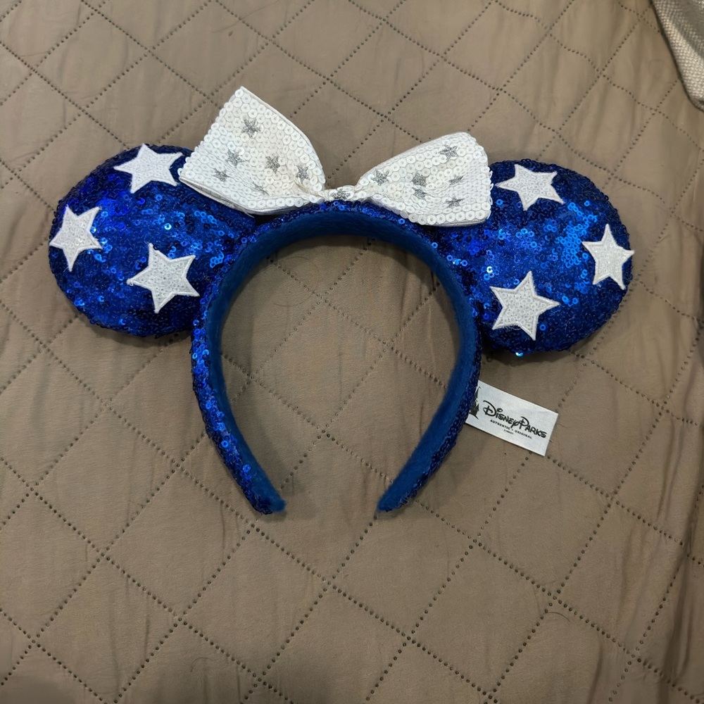 Disney Blue Sequin Minnie Mouse Ears Headband